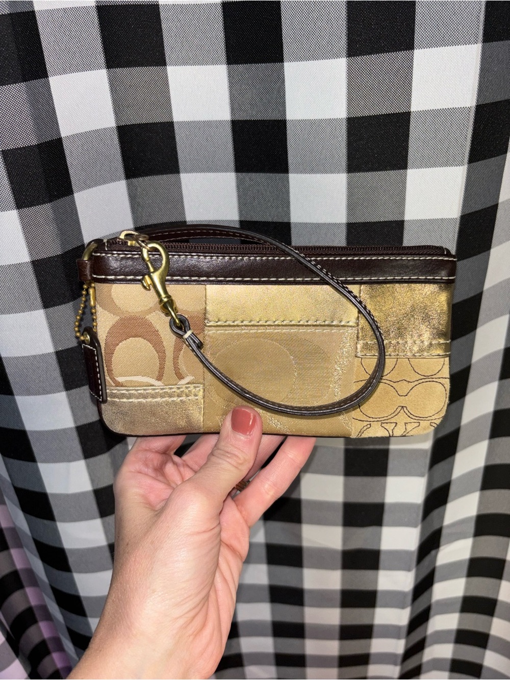 Coach Gold Patchwork Wristlet Clutch Y2K